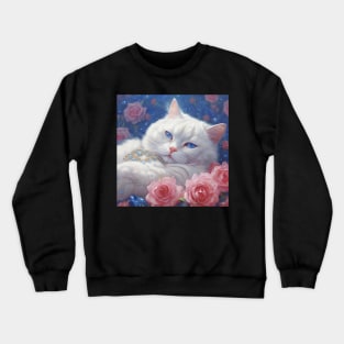 Sleepy White British Shorthair Crewneck Sweatshirt